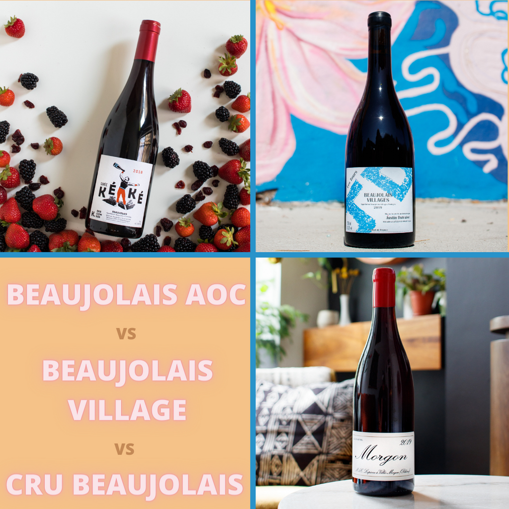 What is the difference between Beaujolais, Beaujolais Village, and the Beaujolais Crus?