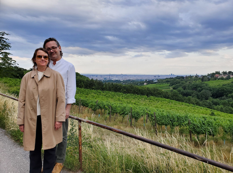 Jutta Ambrostich, Owner, Farmer & Winemaker and husband, Marco Kalchbrenner